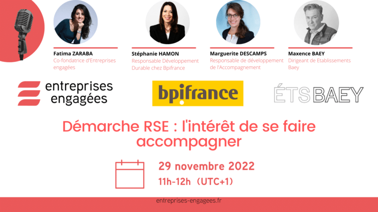 Visuel Webinaire bpifrance ,ETS BAEY; démarche RSE : l'intérêt de se faire accompagner