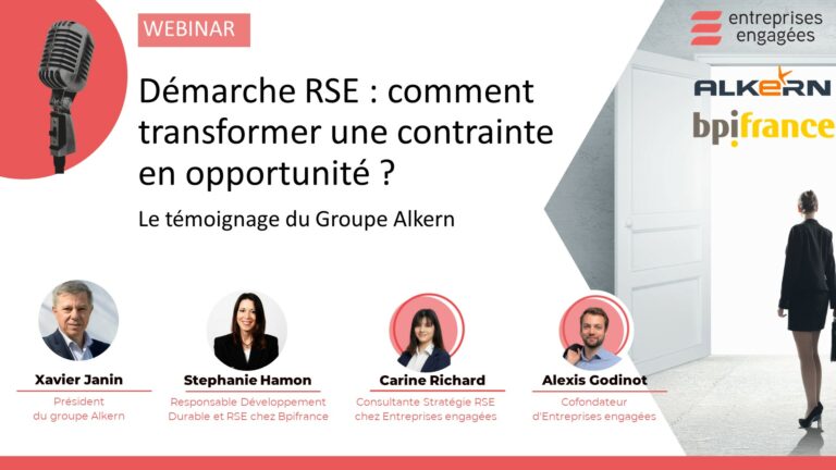 Visuel Webinaire bpifrance et Alkern , démarche RSE: comment transformer une contrainte en opportunité?