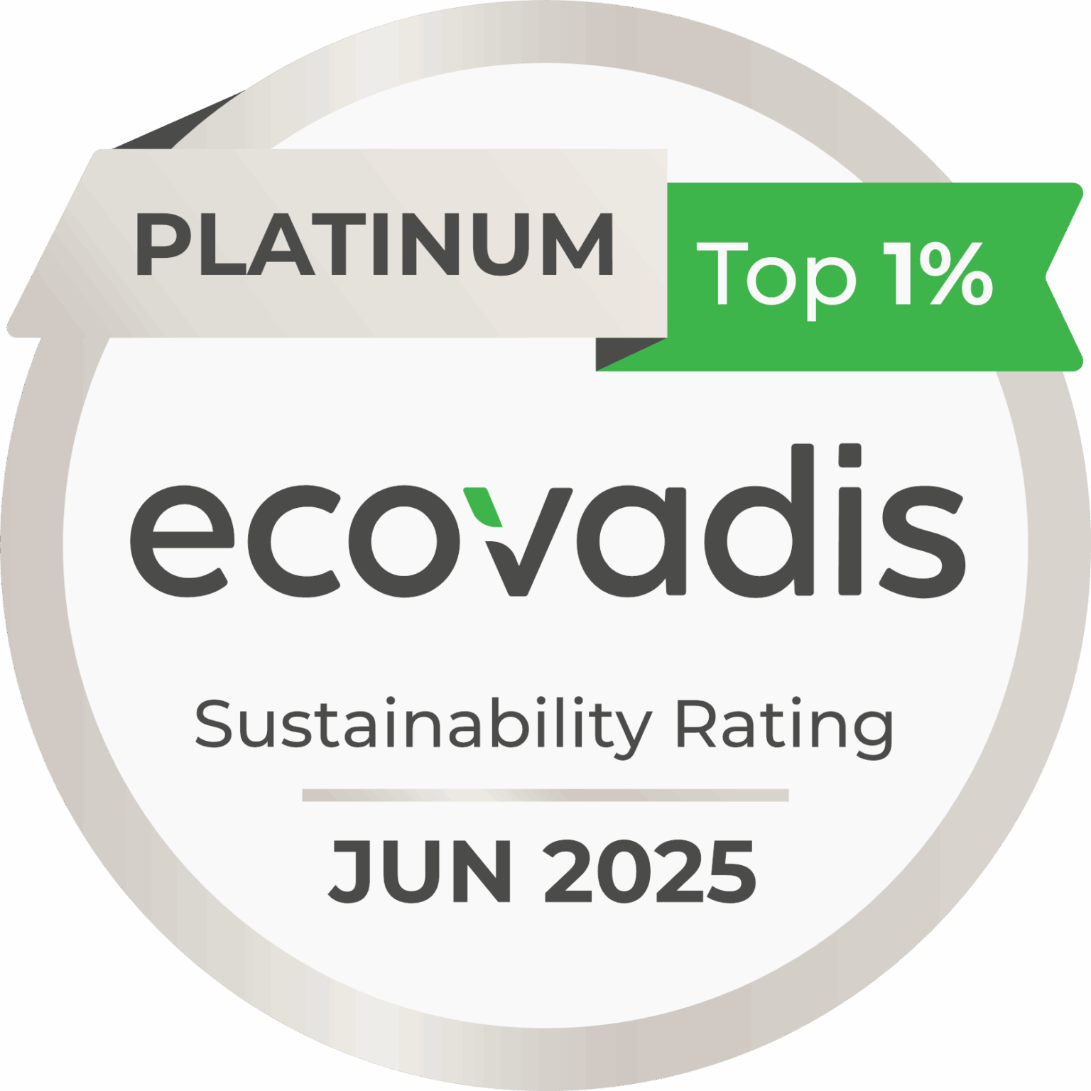 Médaille EcoVadis platine obtenue par Entreprises engagées en juin 2025